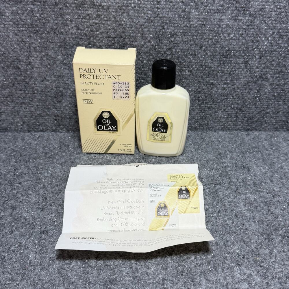 Oil of Olay Fragrance Free Daily UV Protectant Beauty Fluid SPF 15 VTG Unsealed